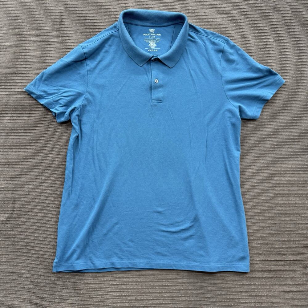 Mack Weldon Polo Shirt Men XL Blue Polyester Golf Golfing‎ Outdoors Preppy.